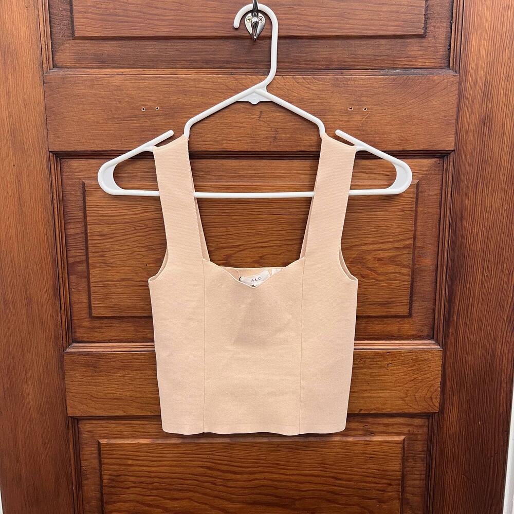 A.L.C. Women's Crop Top Nude Beige Sleeveless Fitted Tank Shirt Sz XS NWOT $225